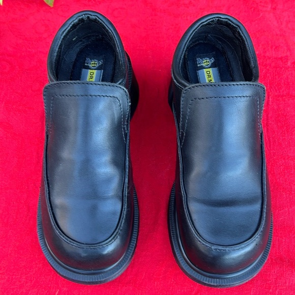 🏴󠁧󠁢󠁥󠁮󠁧󠁿 Vintage Dr. Martens MIE MONO BLACK Chunky Block Heel Loafers UK 5 - Picture 6 of 17